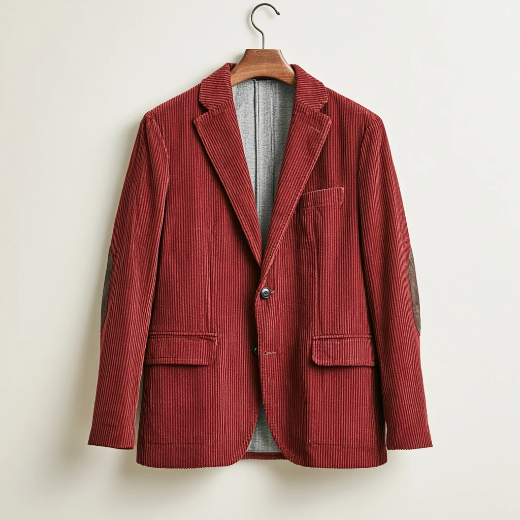 Cordfløyels-blazer — Burgunder