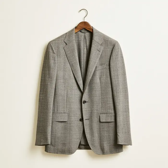 Matchende dressjakke: del av komplett dress i mørk ull til mørk dress og cocktail-anledninger, med nummererte målepunkter